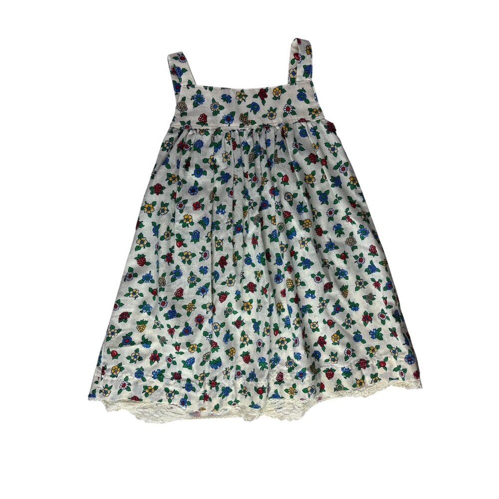 Vintage Kids Handmade Little Girls Floral Sundress With Lace Trim Darling Spring